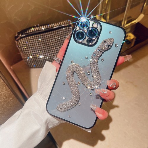 Luxury 3D Rhinestones Snake TPU Phone Case With Anti-fall Full Protection For iPhone